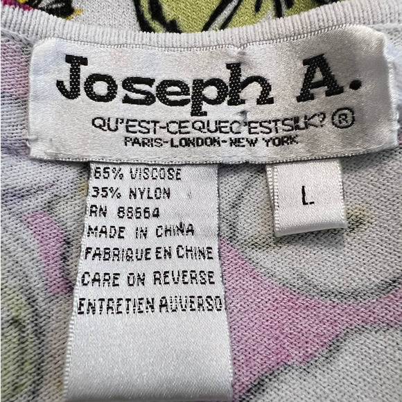 Joseph A Sweater in Pink Purple Yellow Three Quarter Sleeve Sweater Size Large - Picture 4 of 5